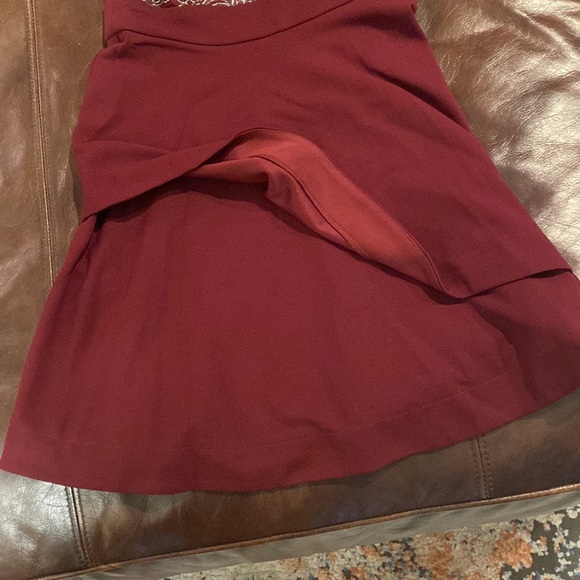 Maroon Fancy Girls A-Line Formal Dress with intricate beaded design - Picture 5 of 9